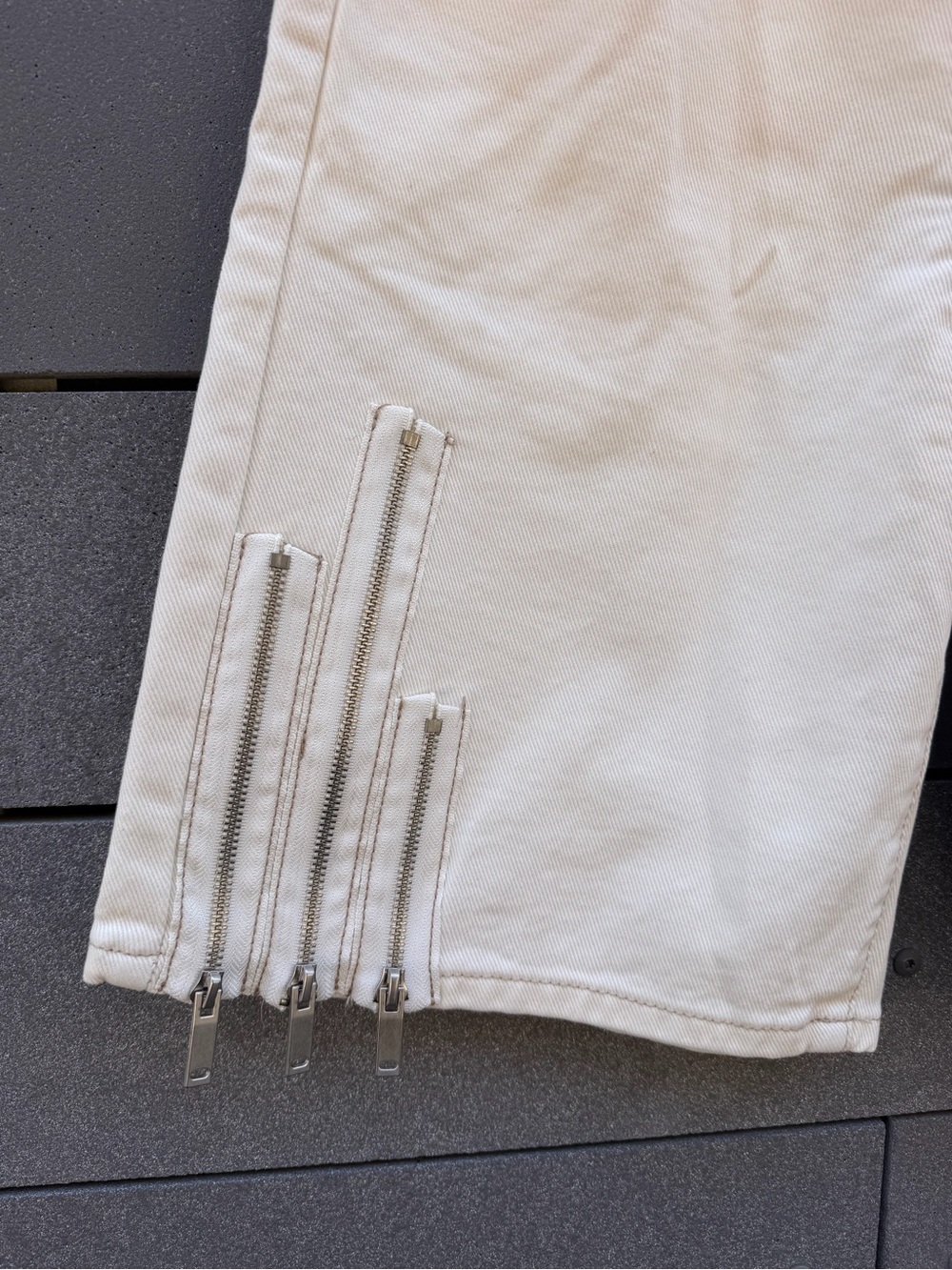 MNML Cream Cargo Shorts with Side Zip Accents - Picture 2 of 4
